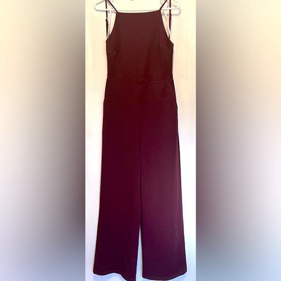 Lulus Pants - Lulus Maroon Backless Jumper Long Wide Leg Spaghetti Strap Sz M